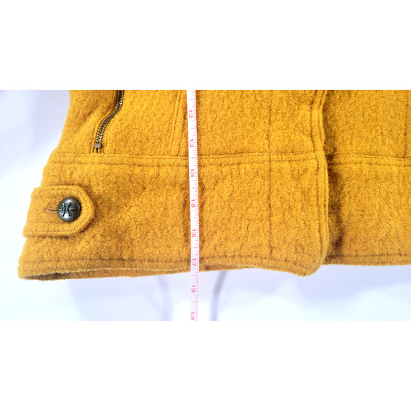Vintage 90s Clothes by Revue 100% Wool Jacket Womens Petite Large Cropped Yellow - Picture 6 of 7